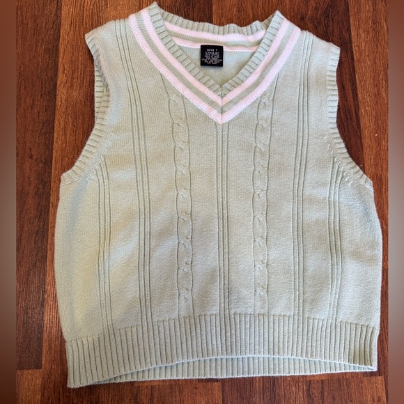 Mint Green Boys Size 7 Spring Easter Dressy Sweater Vest With White Stripes - Picture 1 of 4